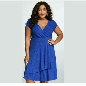 Torrid size 3 blue wrap dress, small black birds